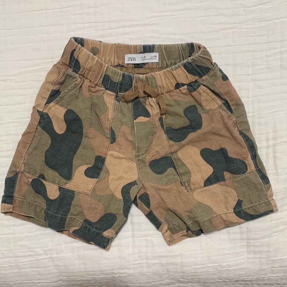 Zara linen camo shorts